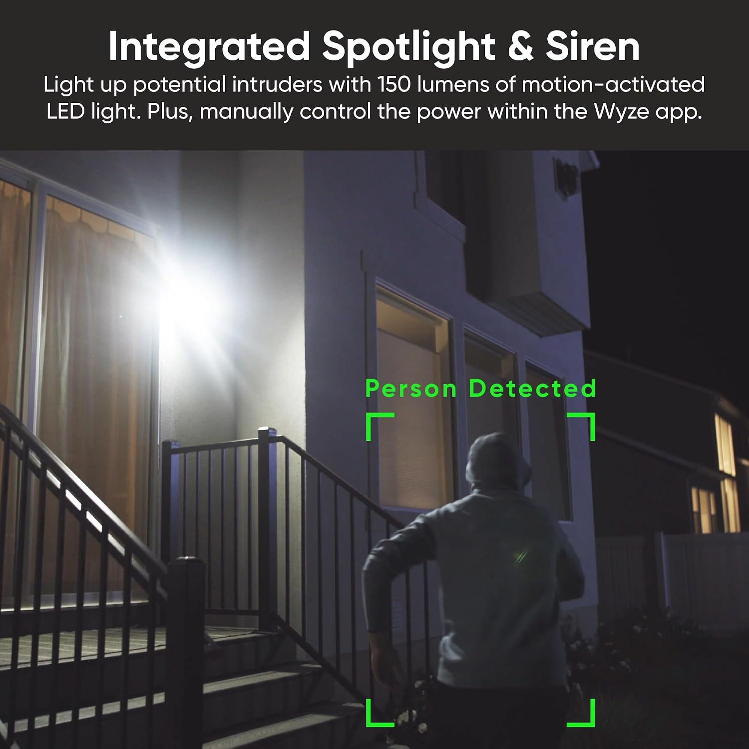WYZE 2K HDR Wireless Outdoor/Indoor Security Camera, Color Night Vision, Integrated Spotlight & Siren, Rechargeable Battery, 2-Way Audio - Black, 1-Pack (Renewed)